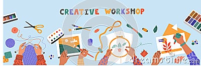 Creative art workshop for kids, drawing Vector Illustration